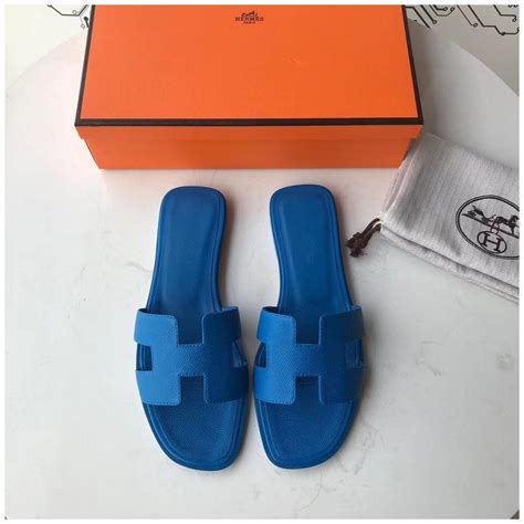 hermes h logo slippers blue|Hermes male slippers.